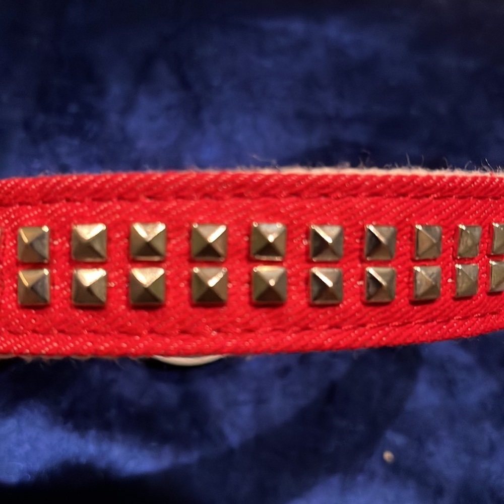 NWT too! Fashionable Red & White 22 Inch Dog Canine Neck Collar Studded - Picture 3 of 6